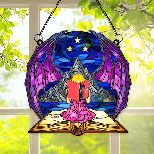 “Every Book Is A New Adventure” - Book Girl Suncatcher Ornament - Personalized Gift for Book Lovers Ornament PopCulturePrints