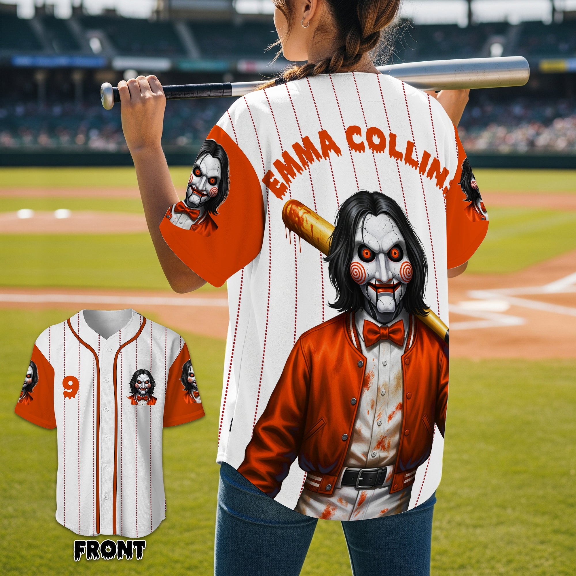 “Unleash Your Inner Horror!” - Horror Slashers Baseball Jersey Shirt - Personalized Gifts for Horror Lovers AOP Products PopCulturePrints