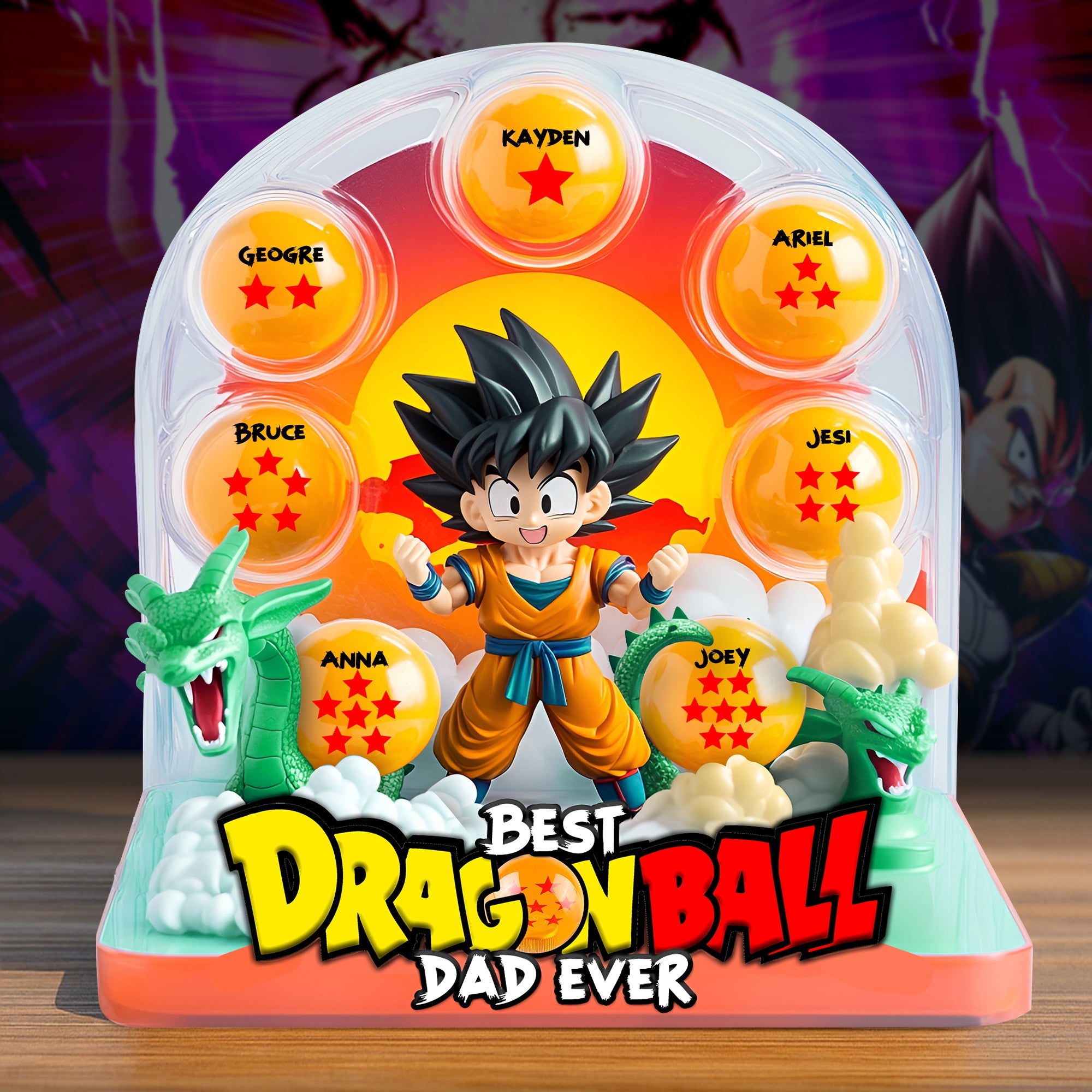 Best Dragon Ball Dad Ever - Personalized Acrylic Plaque for Dads & Grandpas Shaped Plaques PopCulturePrints
