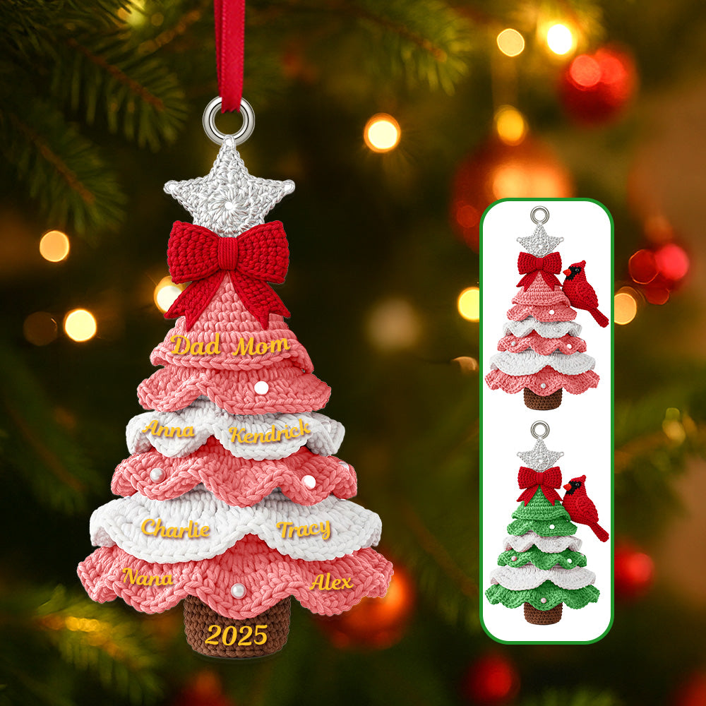 “Celebrate Family Moments” - Personalized Family Christmas Tree Acrylic Ornament - Unique Gift for Parents, Grandparents, and Loved Ones Ornament PopCulturePrints