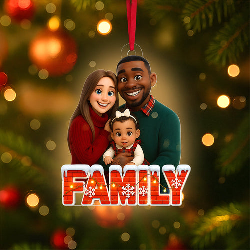 Capture Your Family's Joy: Family Cartoon Art Ornament - Personalized Photo Gift for Loved Ones Ornament PopCulturePrints