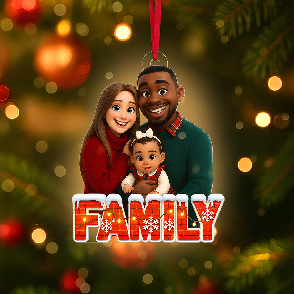 Capture Your Family's Joy: Family Cartoon Art Ornament - Personalized Photo Gift for Loved Ones Ornament PopCulturePrints