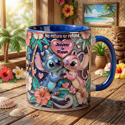 Tropical Love: Personalized Couple Mug - Custom Gift for Lovers Coffee Mug PopCulturePrints
