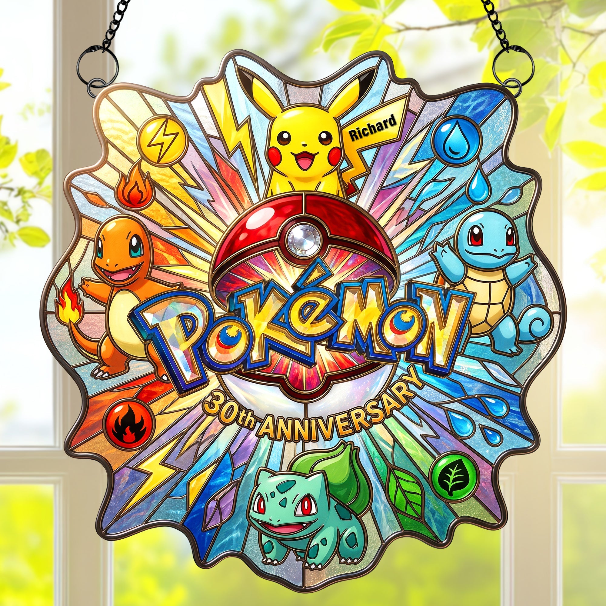 Celebrate With Pokémon - Personalized Pocket Creature Suncatcher for Manga Lovers Ornament PopCulturePrints