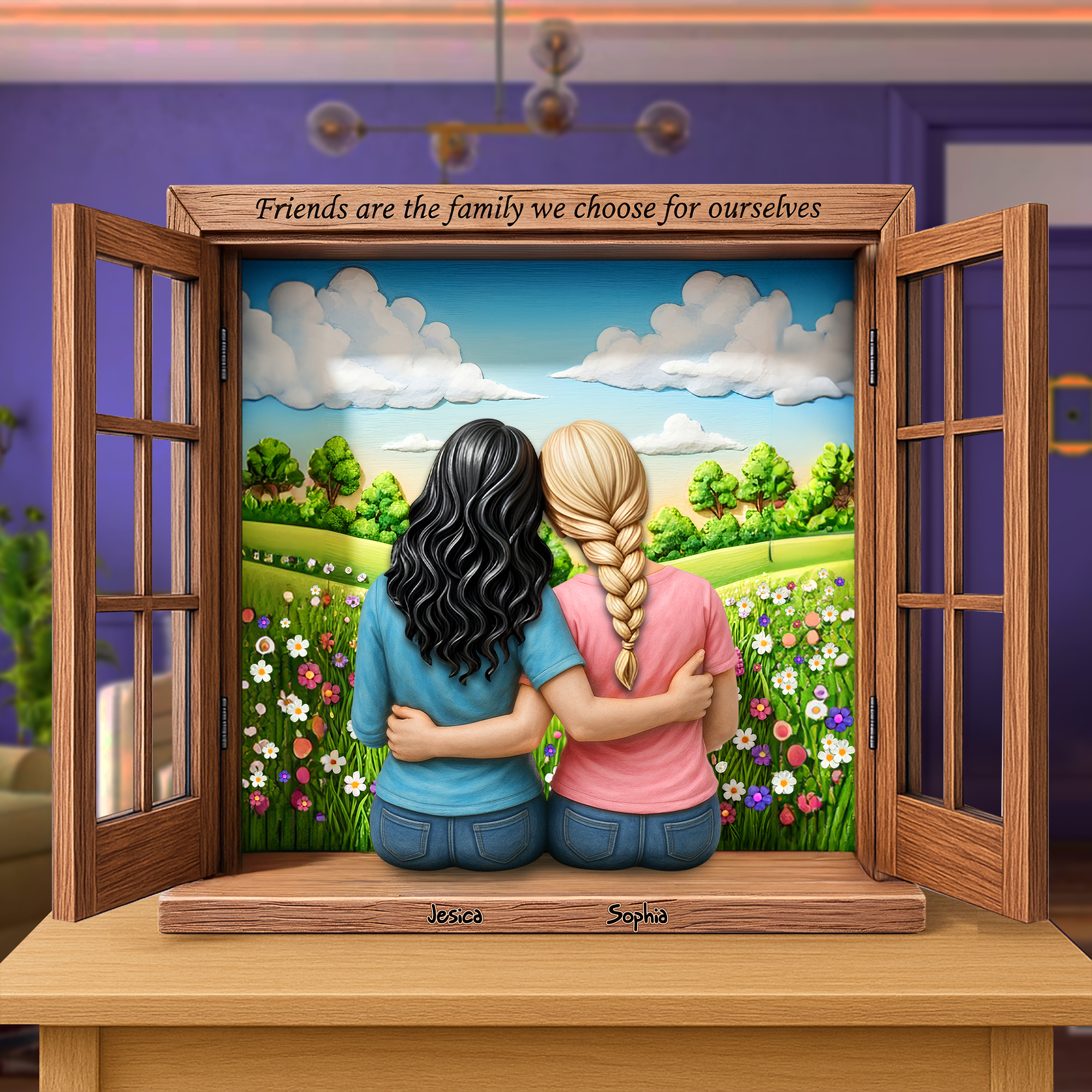 Friends Are The Family We Choose - Personalized Acrylic Plaque for Besties Shaped Plaques PopCulturePrints