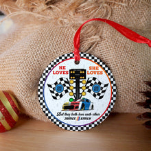 Load image into Gallery viewer, Custom Racing Fans Couple Christmas Ornament | Memorable Valentine&#39;s Day Gifts Ornament PopCulturePrints
