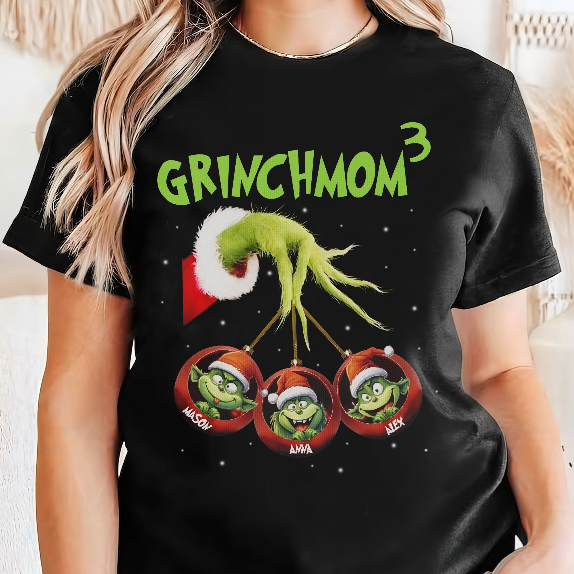 Personalized GrinchMom Christmas Sweatshirt for Mom