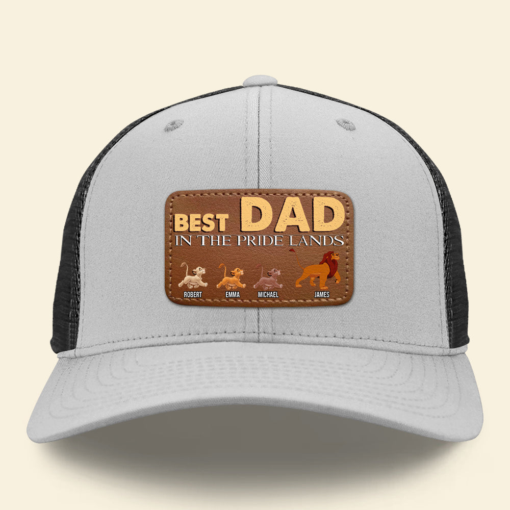 Customizable Best Dad Leather Patch Hat - Lion Kingdom Theme