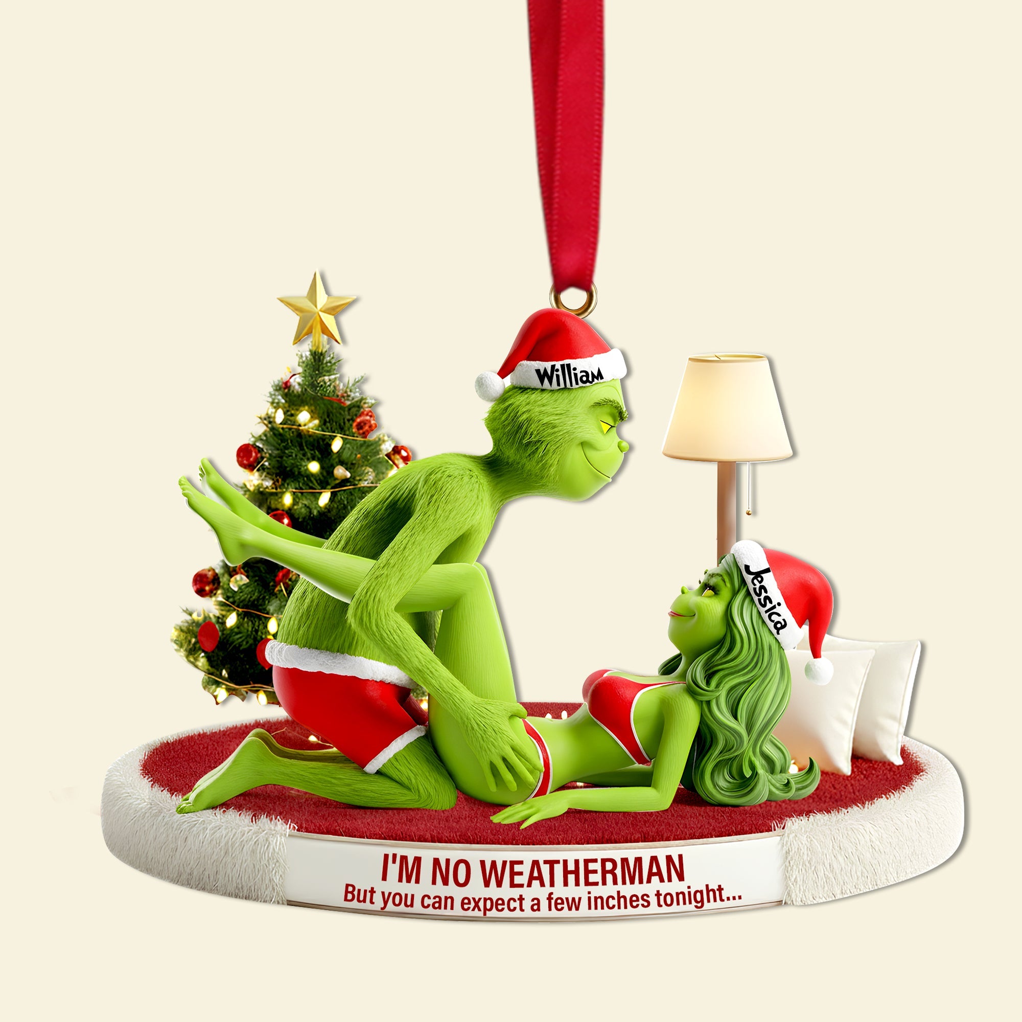 Spice Up Your Holidays: Customized Grinch Couple Ornament - A Unique Gift for Loved Ones Ornament PopCulturePrints