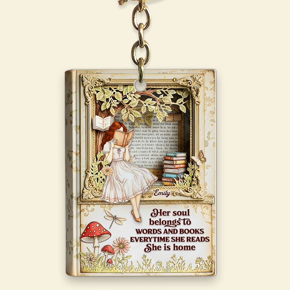 Her Soul Belongs To Words - Personalized Acrylic Keychain for Book Lovers Keychains PopCulturePrints