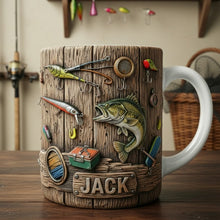 Load image into Gallery viewer, Hooked on Coffee: Personalized Fishing Lover's Mug - A Perfect Gift for Anglers Coffee Mug PopCulturePrints
