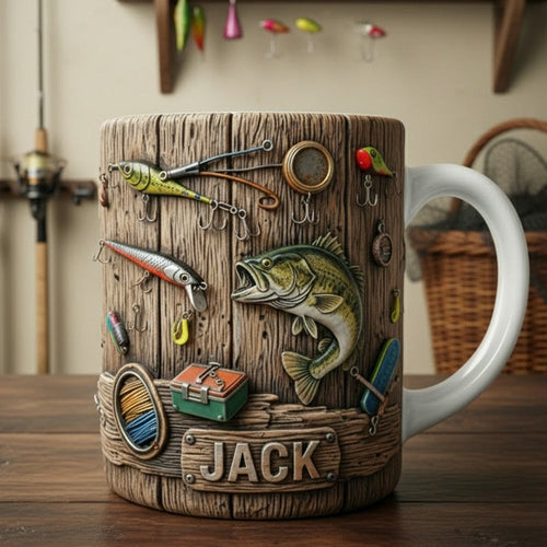 Hooked on Coffee: Personalized Fishing Lover's Mug - A Perfect Gift for Anglers Coffee Mug PopCulturePrints