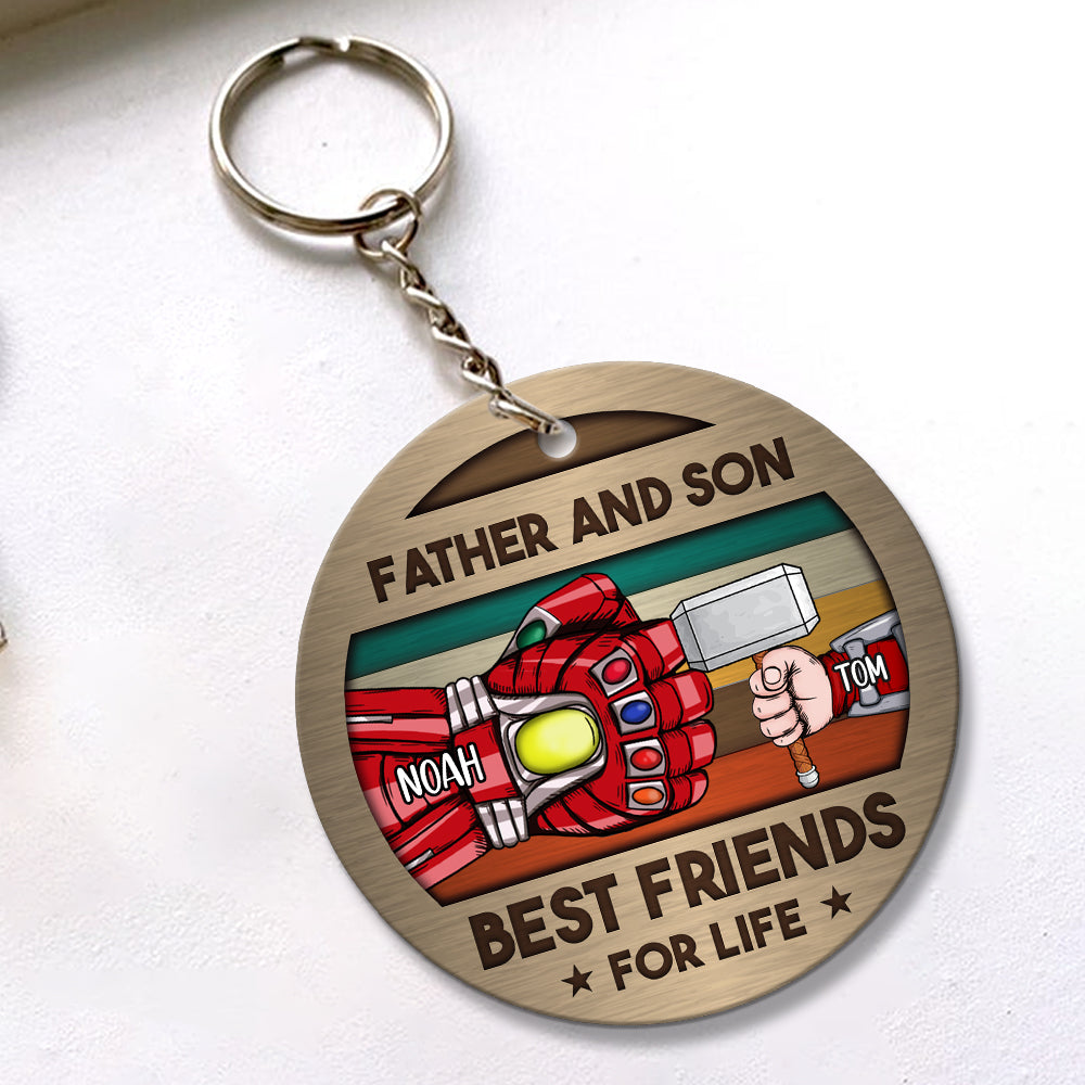 Personalized Father and Son Best Friends Keychain Keychains PopCulturePrints
