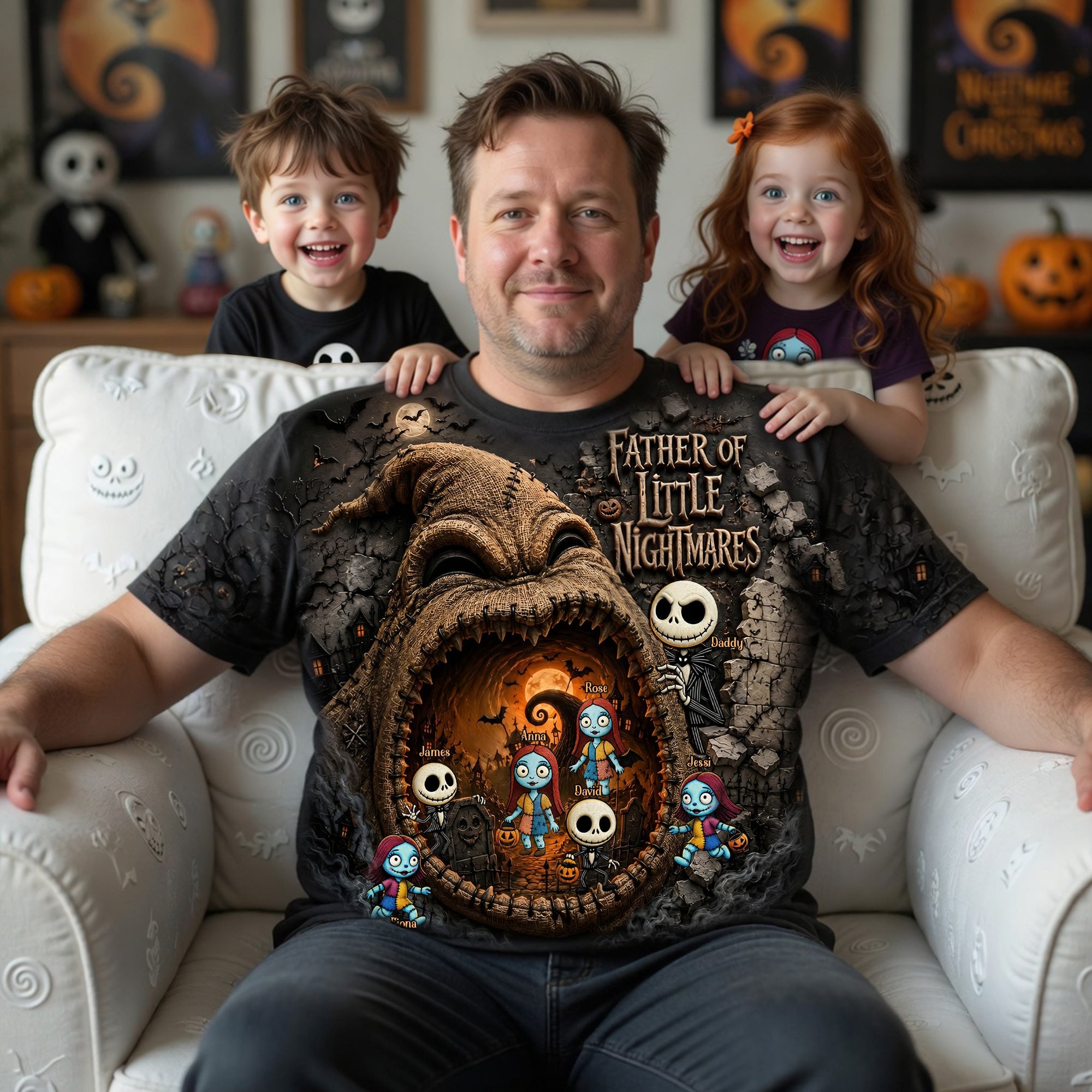 Embrace the Spookiness - Fathers Of Little Horrors Shirt - Personalized Gift for Dad AOP Products PopCulturePrints
