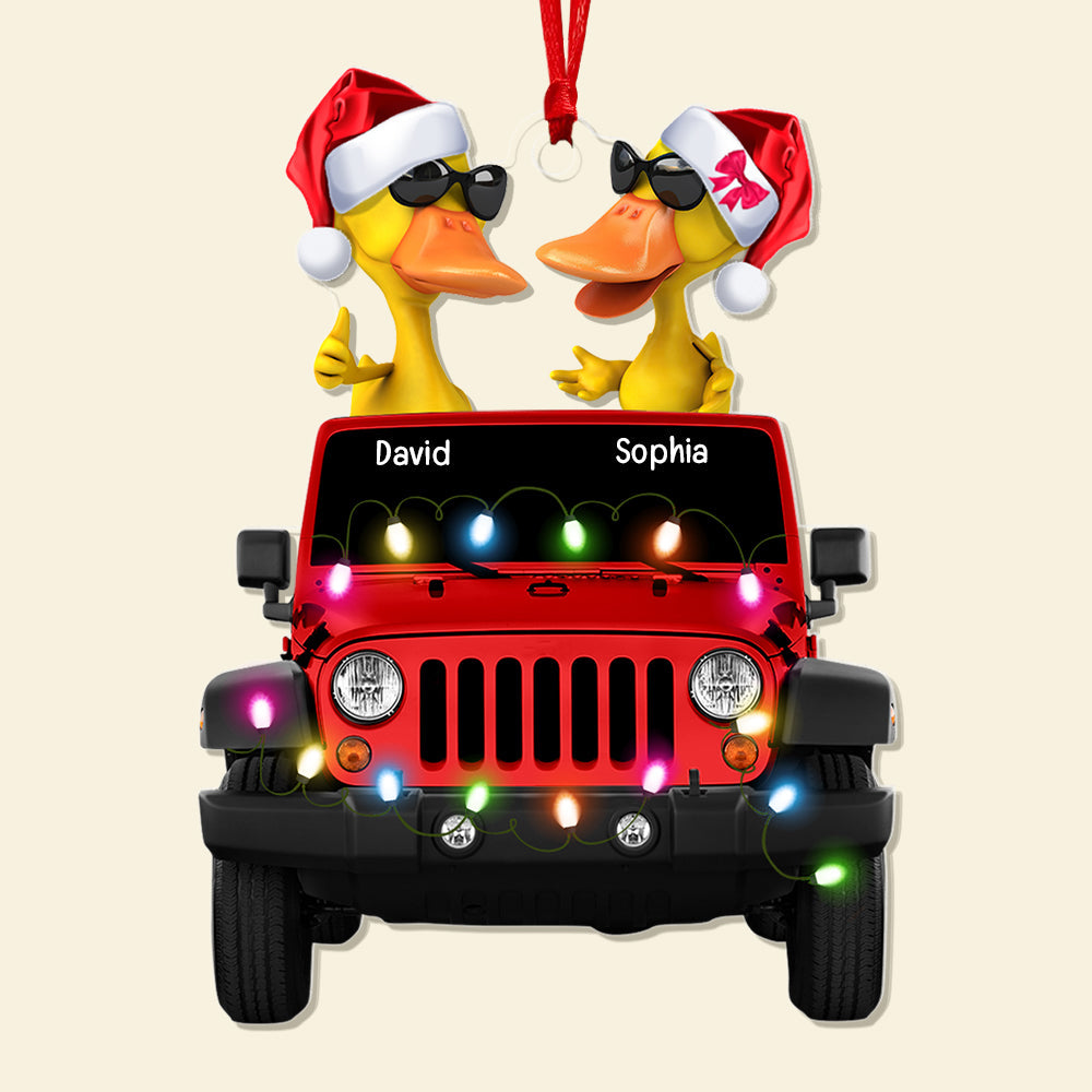 Personalized Christmas Duck Ornament for Off-road Car Lovers, Family and Couples