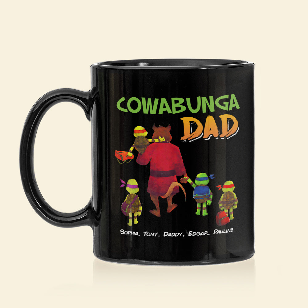 Cowabunga Dad Personalized Coffee Mug With Kids' Names Coffee Mug PopCulturePrints