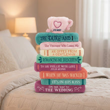 Load image into Gallery viewer, "A Cozy Reading Experience Awaits!" - Book Stack Custom Shaped Pillow - Personalized Gift for Book Lovers Pillow PopCulturePrints
