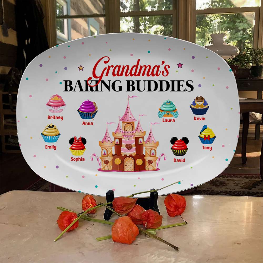 Grandma's Baking Buddies Custom Plate - Personalized Family Cupcake Design Resin Plate PopCulturePrints