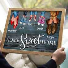 Load image into Gallery viewer, Personalized Family Shoe Canvas Art - 'Home Sweet Home' Design Poster &amp; Canvas PopCulturePrints
