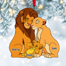 Load image into Gallery viewer, Personalized Family Christmas Ornament with Lion Themed Design Ornament PopCulturePrints

