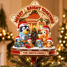 Load image into Gallery viewer, Merry &amp; Bright Together Christmas Tree Topper - Personalized Family Gift Ornament PopCulturePrints
