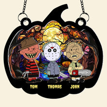 Load image into Gallery viewer, Personalized Horror Movie Icons Halloween Suncatcher Ornament
