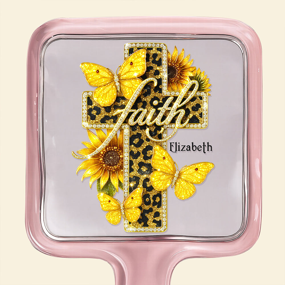 "Faith in Every Reflection" - Personalized Faith Cross Handheld Mirror - Unique Gift for Christians Mirror PopCulturePrints