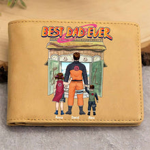 Load image into Gallery viewer, Personalized &#39;Best Dad Ever&#39; Anime Themed Wallet Leather Wallet PopCulturePrints
