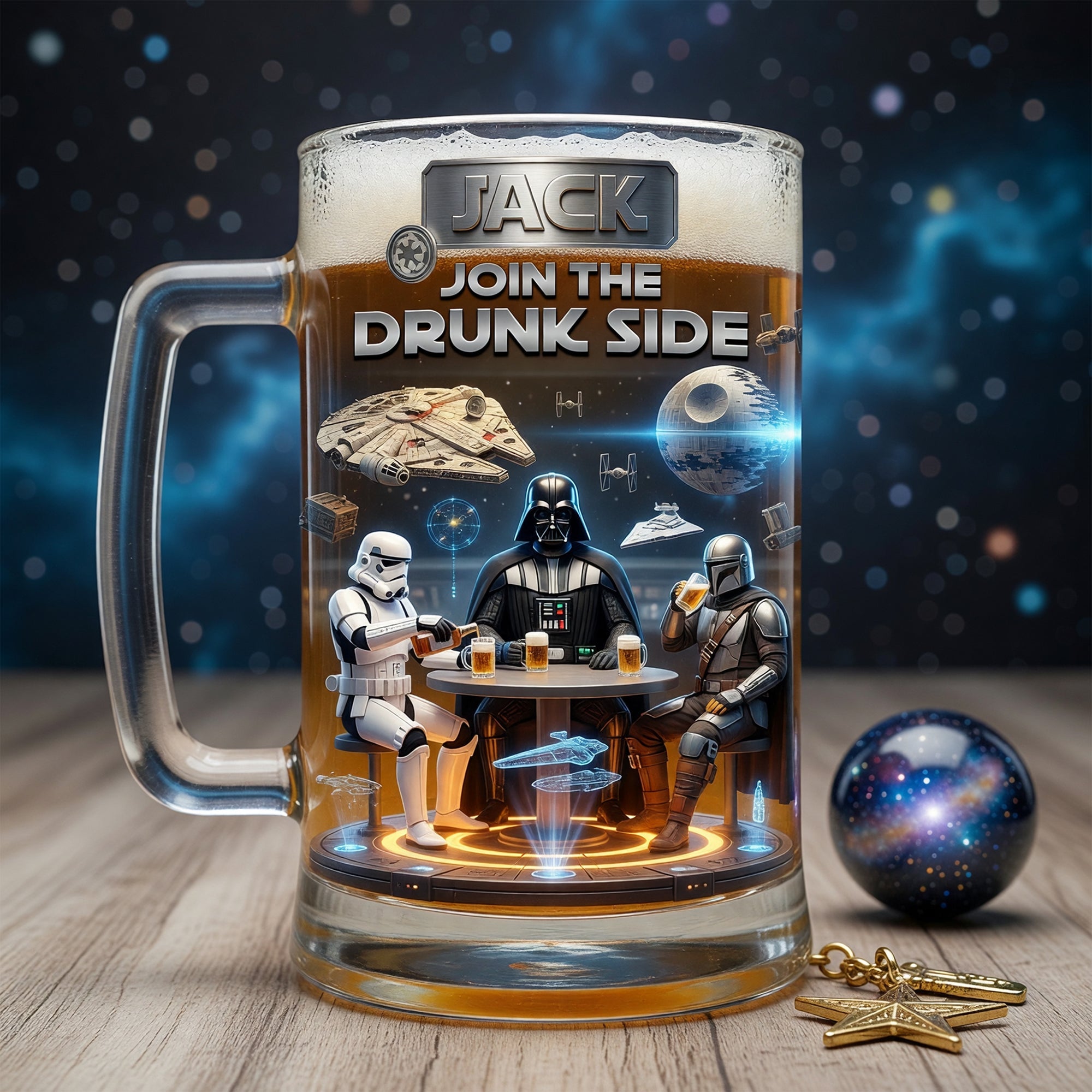 Join the Drunk Side - Personalized Beer Glass for Fans