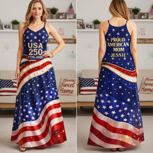 Load image into Gallery viewer, "Celebrate Freedom with Style!" - Proud American Mom Maxi Dress - Personalized Gift for Moms and Grandmas Dress PopCulturePrints
