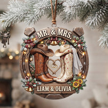 Load image into Gallery viewer, Celebrate Love with a Cowboy &amp; Cowgirl Charm - Personalized Christmas Ornament for Couples Ornament PopCulturePrints
