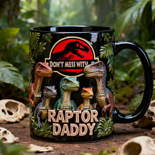 “Don't Mess With Raptor Daddy” - Personalized Magic Coffee Mug - Ideal Gift for Dad, Grandpa Coffee Mug PopCulturePrints