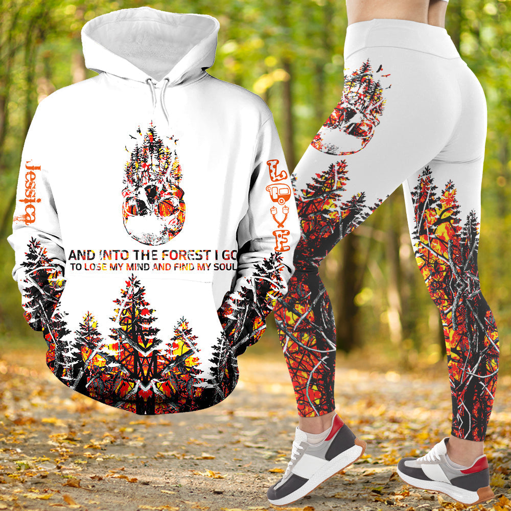 Custom Camping Girl Hoodie & Leggings Set - Forest Adventure Design