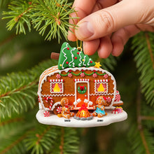 Load image into Gallery viewer, &quot;Celebrate Love and Joy&quot; - Personalized Gingerbread Couple Christmas Wooden Ornament - Custom Gift for Couples, Friends, and Family Ornament PopCulturePrints
