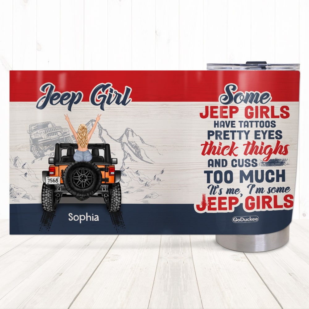 Personalized Jeep Girls Tumbler - Custom Name Travel Mug