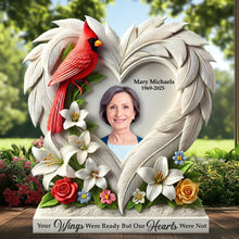 Load image into Gallery viewer, &quot;Your Wings Were Ready But Our Hearts Were Not&quot; - Memorial Heaven Plaque, Personalized Custom Photo Gift for Loved Ones Shaped Plaques PopCulturePrints
