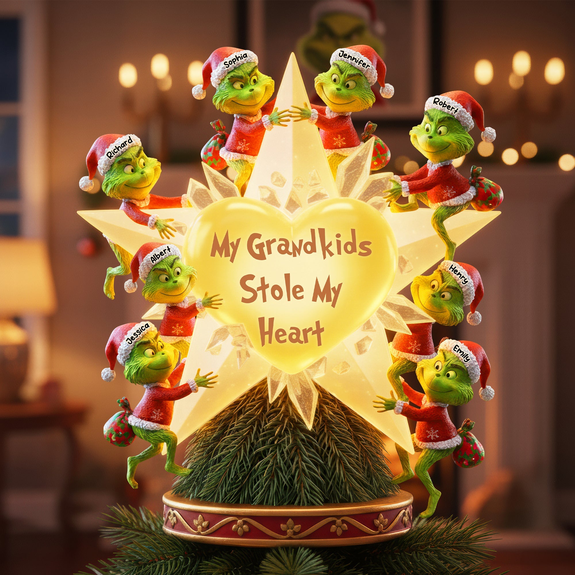 My Grandkids Stole My Heart - Personalized Funny Holiday Acrylic Christmas Tree Topper Ornament PopCulturePrints
