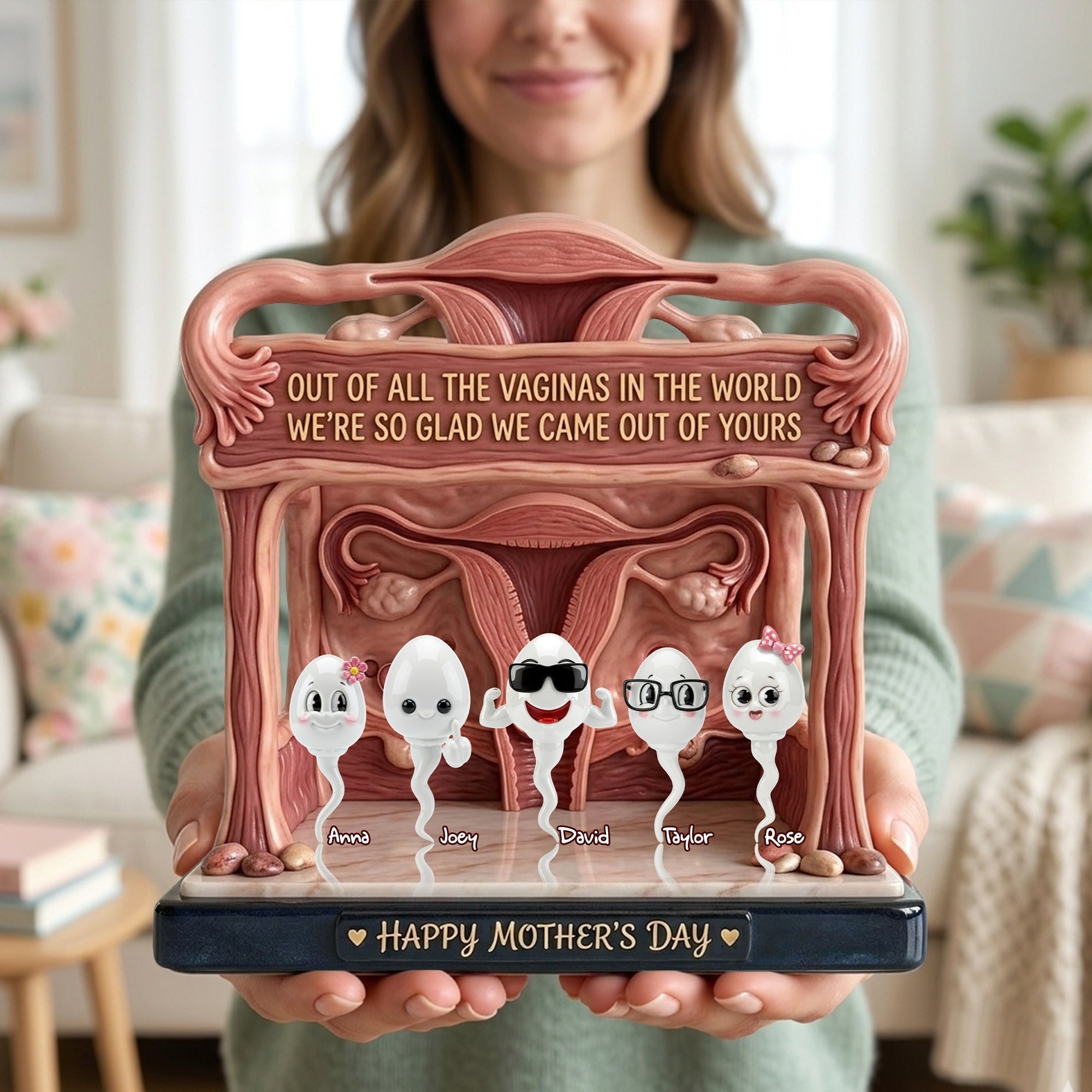 Out of All the Vaginas in the World, We're So Glad We Came Out of Yours - Funny Rude Mom Acrylic Plaque - Personalized Gift for Mom and Grandma Shaped Plaques PopCulturePrints