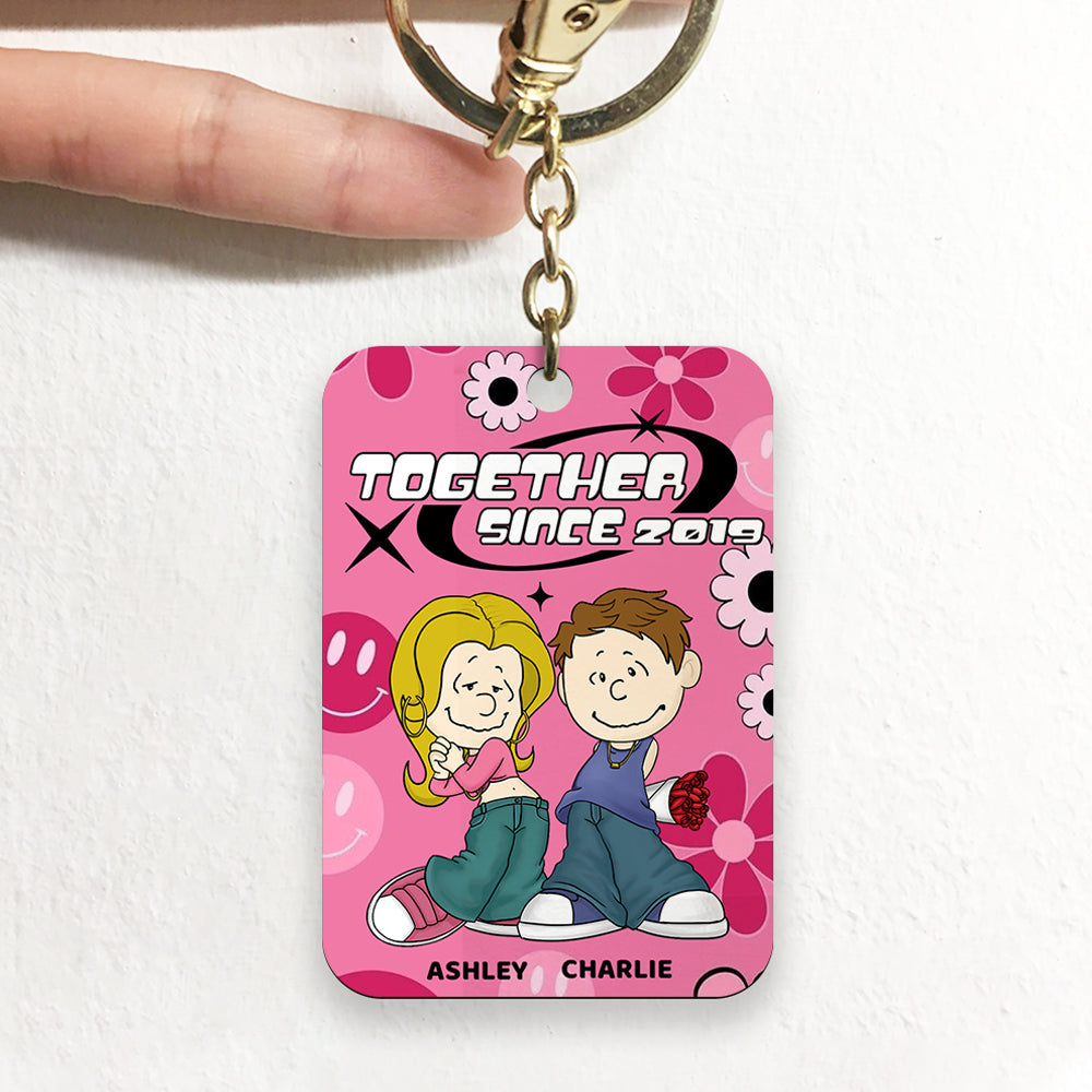 Personalized Couple Keychain - Together Since 2019 Keychains PopCulturePrints