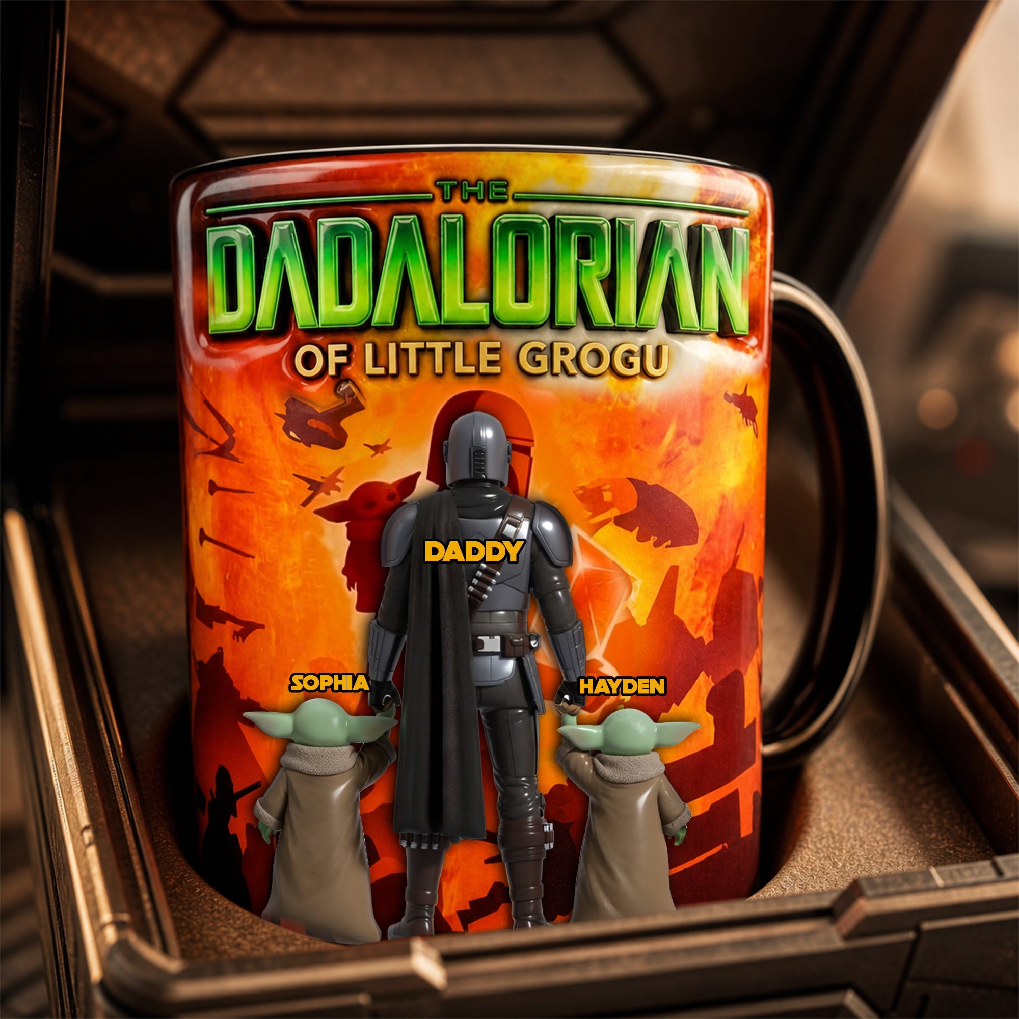 “The Dadalorian of Little Grogu” - Personalize Your Magic Mug - Perfect Gift for Dad, Grandpa, and More Coffee Mug PopCulturePrints