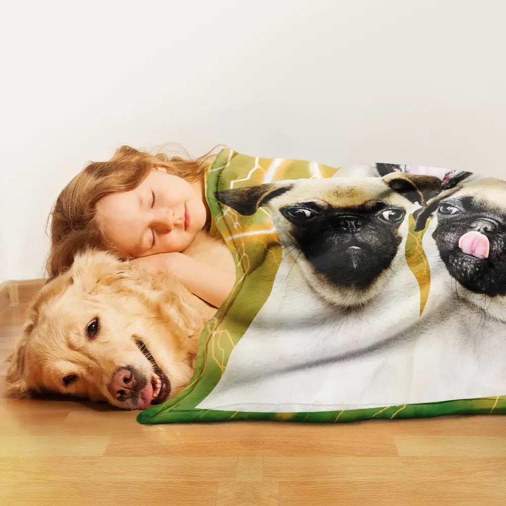 Unleash the Laughter with This Custom Photo of Your Pets - Personalized Pet Blanket for Dog Lovers Pet Blanket PopCulturePrints