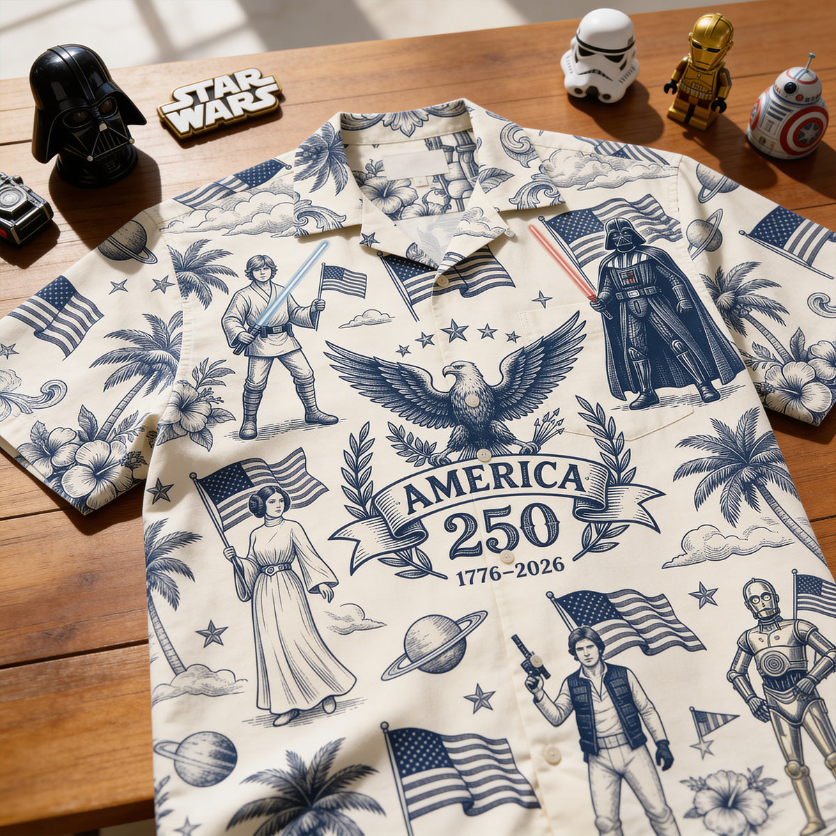 Celebrate 250 Years of Freedom - Proud American Hawaiian Shirt - Personalize for the Perfect Gift