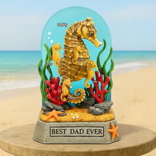 Load image into Gallery viewer, “Best Dad Ever” - Seahorse Dad Plaque - Personalized Gifts for Dad or Grandpa Shaped Plaques PopCulturePrints
