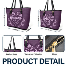 Load image into Gallery viewer, “For the Love of Grandma” - Personalized Leather Tote Bag for Special Memories Leather Tote Bag PopCulturePrints
