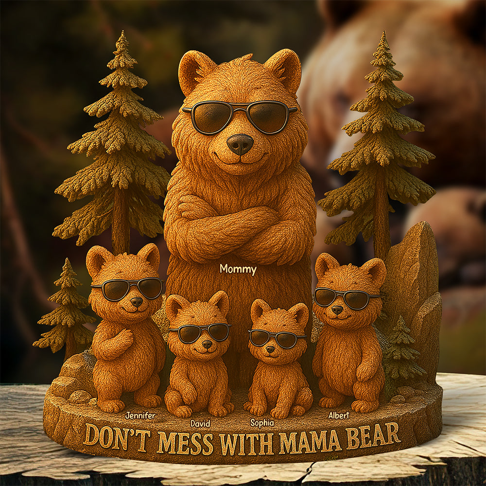 Don't Mess With Mama Bear - Personalized Gift Plaque for Moms, Dads, Grandmas & More Shaped Plaques PopCulturePrints