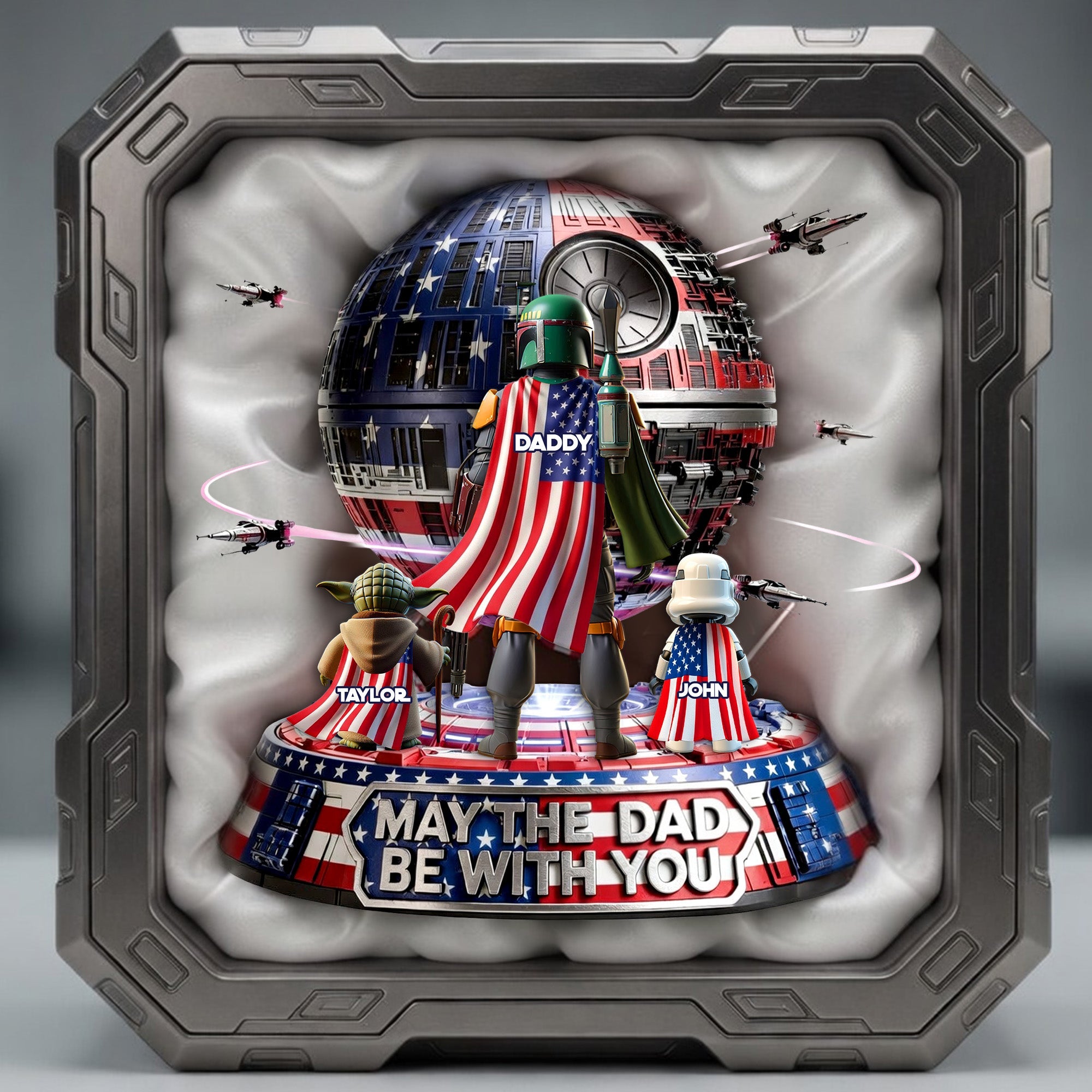 “May The Dad Be With You” - Personalized Universe Dad Acrylic Plaque - Gift for Dad & Grandpa Shaped Plaques PopCulturePrints