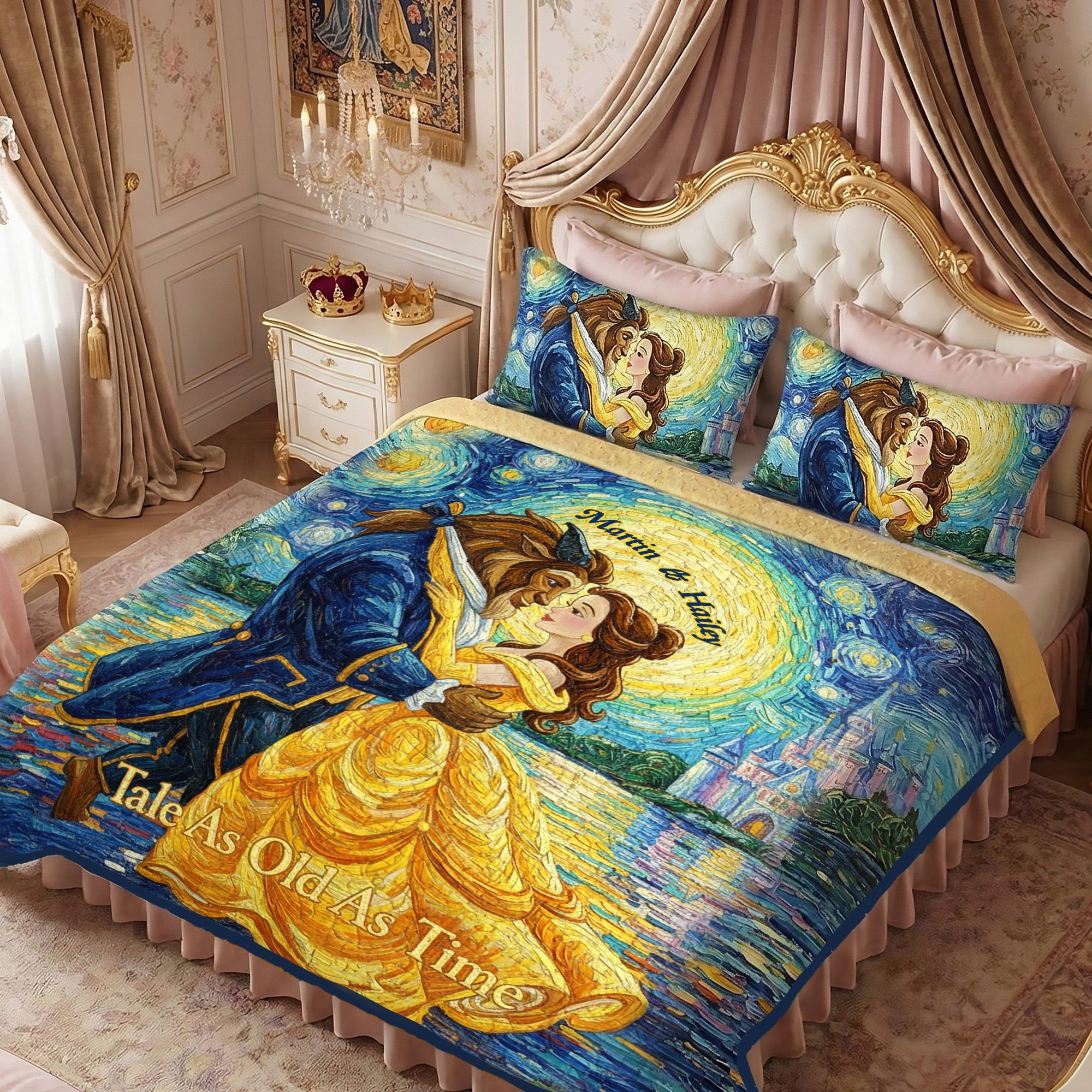 “Tale As Old As Time” - Romantic Couple Quilt Bedding Set - Personalized Gifts for Couples Bedding Set PopCulturePrints