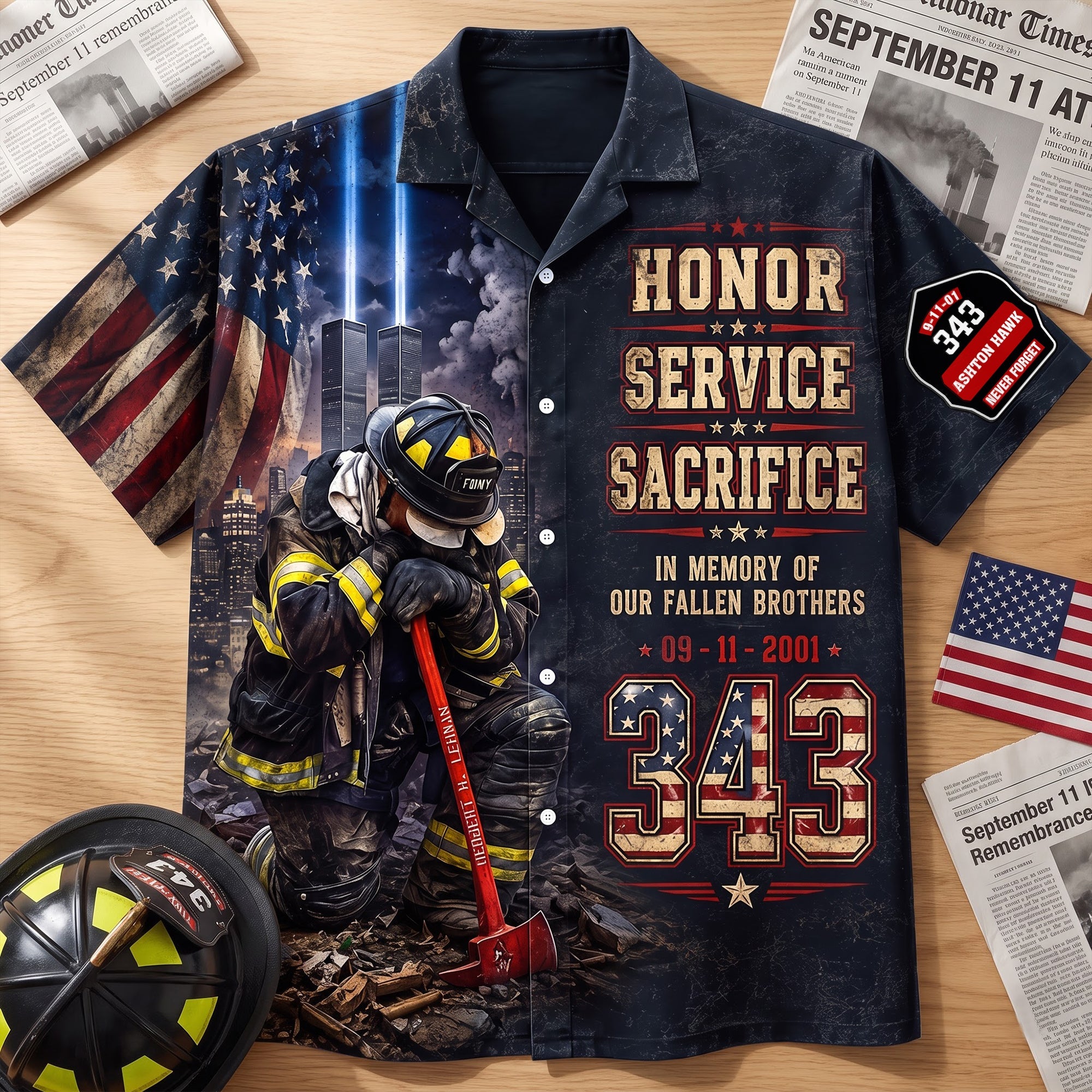 Never Forget Their Sacrifice - Firefighter Memorial Hawaiian Shirt 02HUQN060826 Hawaiian Shirts PopCulturePrints