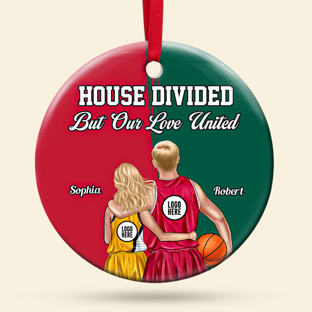 Personalized Basketball Couple Ornament - House Divided - Valentine's Day Gifts Ornament PopCulturePrints