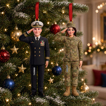 Load image into Gallery viewer, “Honor Their Service” - Custom Service and Loyalty Christmas Ornament - Personalized Gift for Veterans
